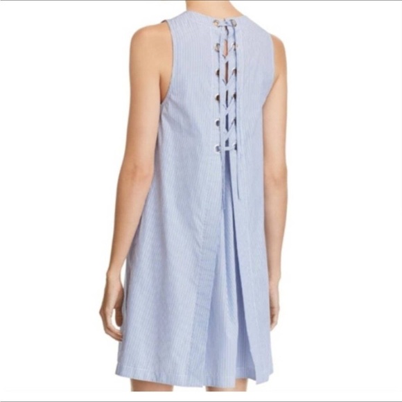 Theory Keshelle Lace Up Blue & White Striped Shift Dress Size 4 NEW - Picture 1 of 7